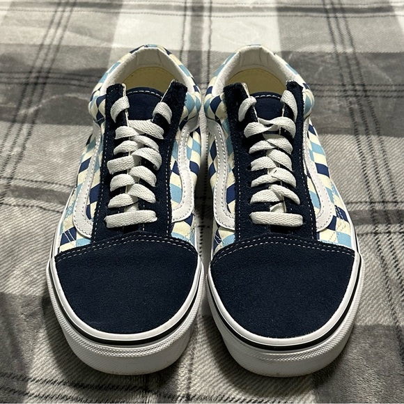 Vans Old Skool Suede/Canvas Navy w/ Blue & Ivory Checkered - Picture 3 of 10